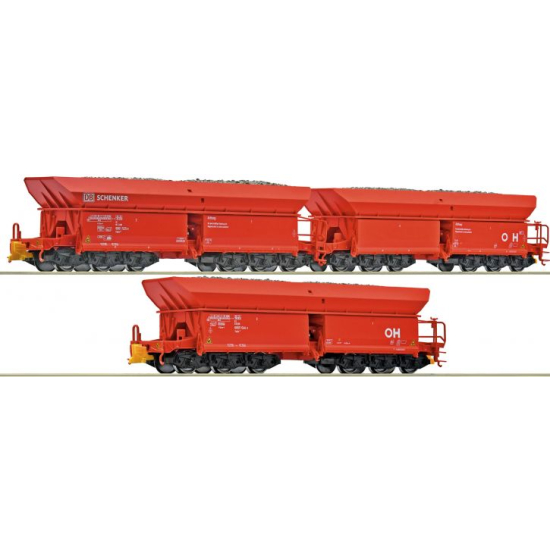 Roco 6600271, Zestaw 3 wagonów towarowych nr #2 samowyładowczych Falrrs 152 H0
